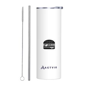 Food Silhouette Theme 20 OZ Stainless Steel Tumbler - Hamburger